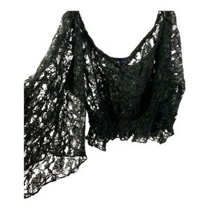 Speed Limit NYC Women’s Black Lace Crop Top with Bat Wing Sleeves Size L